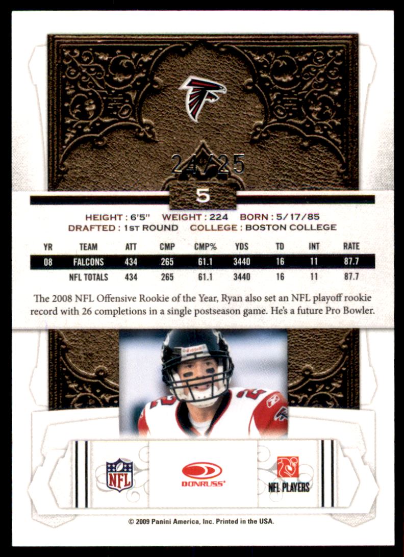 2009 Donruss Classics Timeless Tributes Platinum #5 Matt Ryan