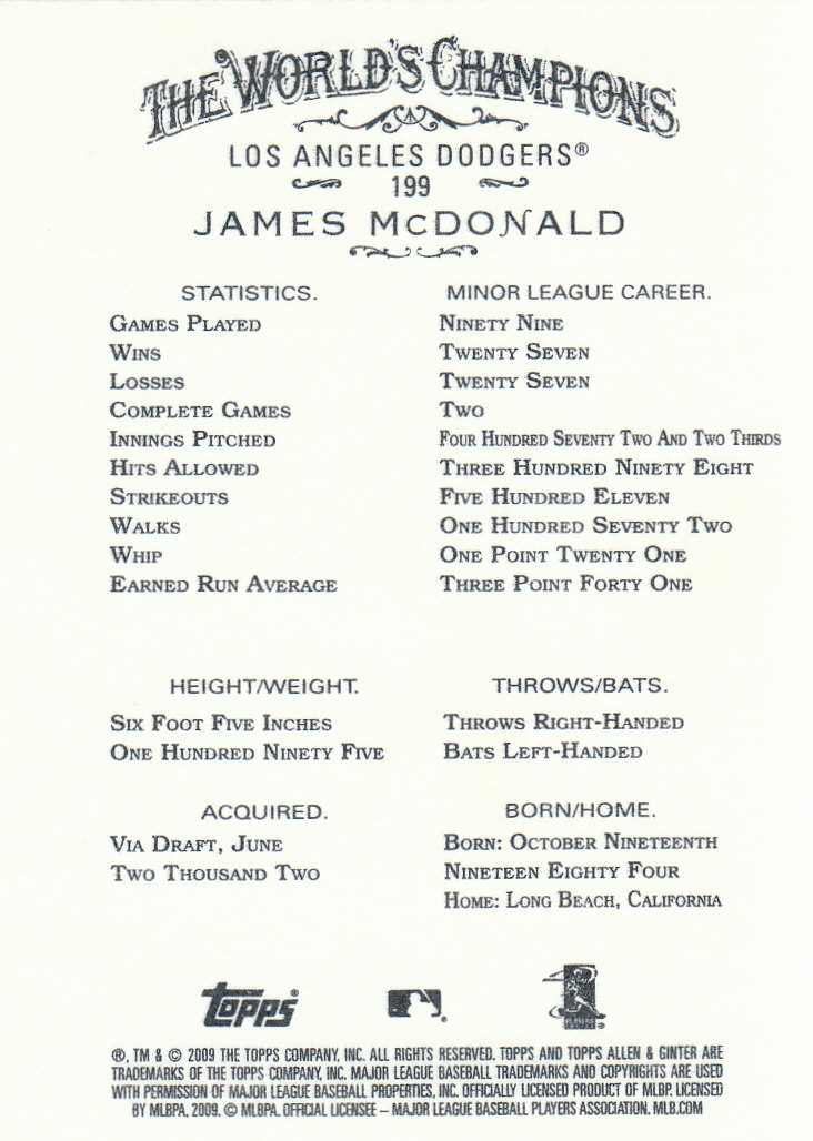 2009 Allen and Ginter (Topps) Baseball "Main Set" Cards #176 to #350 - Picture 45 of 332