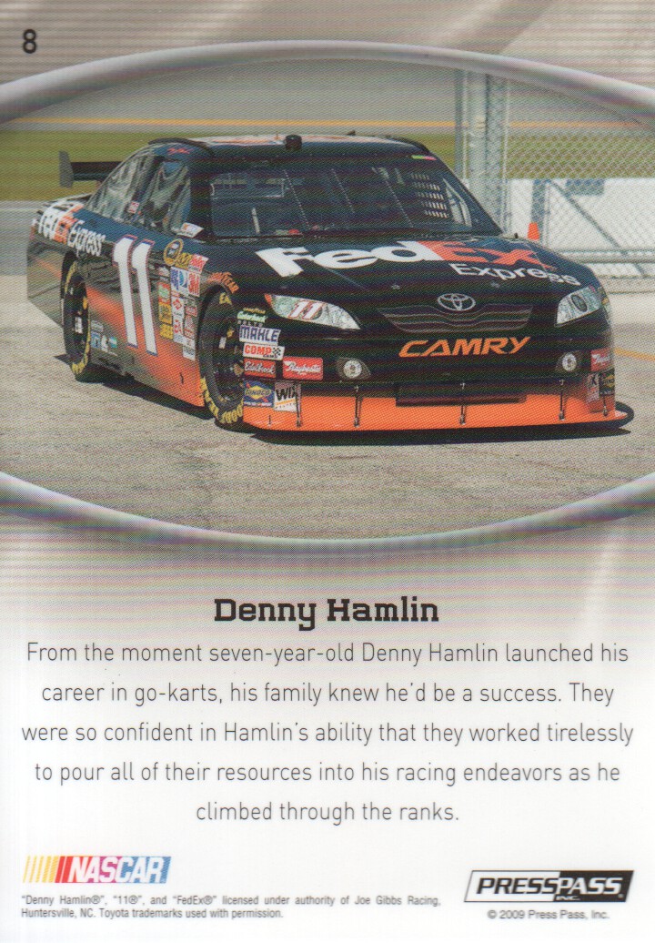 2009 Press Pass Showcase #8 Denny Hamlin back image