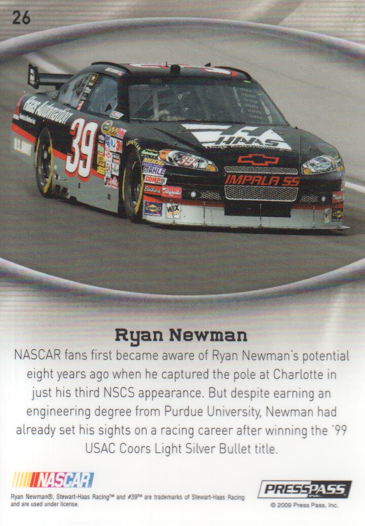 2009 Press Pass Showcase #26 Ryan Newman back image
