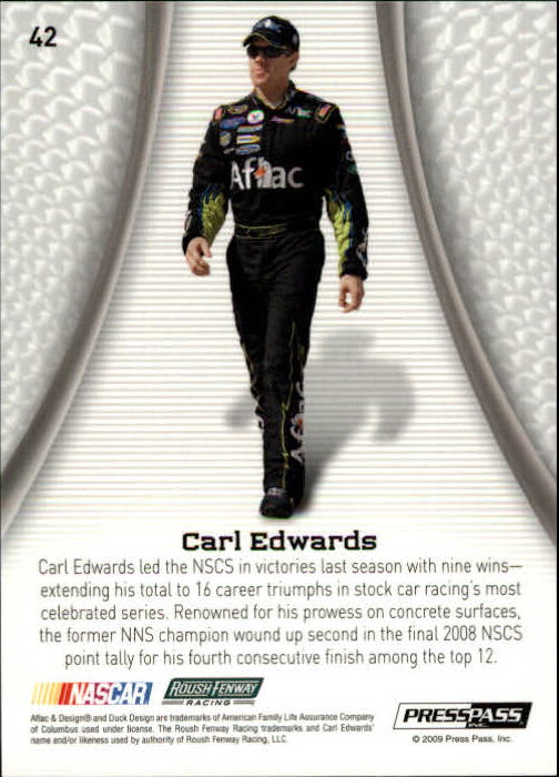 2009 Press Pass Showcase #42 Carl Edwards EE back image