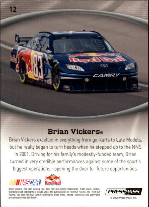 2009 Press Pass Showcase 2nd Gear #12 Brian Vickers back image