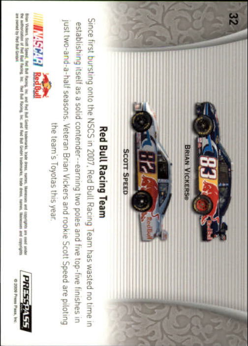 2009 Press Pass Showcase 2nd Gear #32 Brian Vickers/Scott Speed CC back image