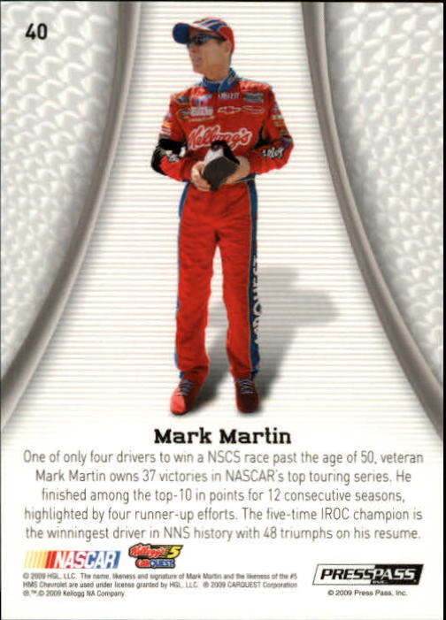 2009 Press Pass Showcase 2nd Gear #40 Mark Martin EE back image