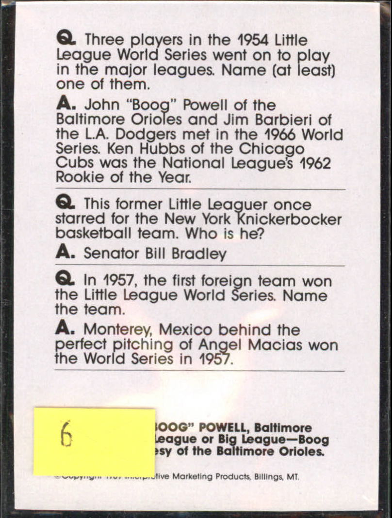 1990 Baseball Wit Unnumbered #9 Boog Powell back image