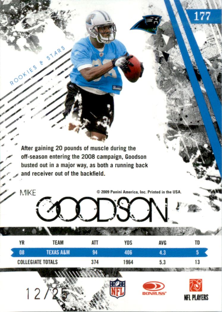 2009 Donruss Rookies and Stars Longevity Emerald #177 Mike Goodson back image