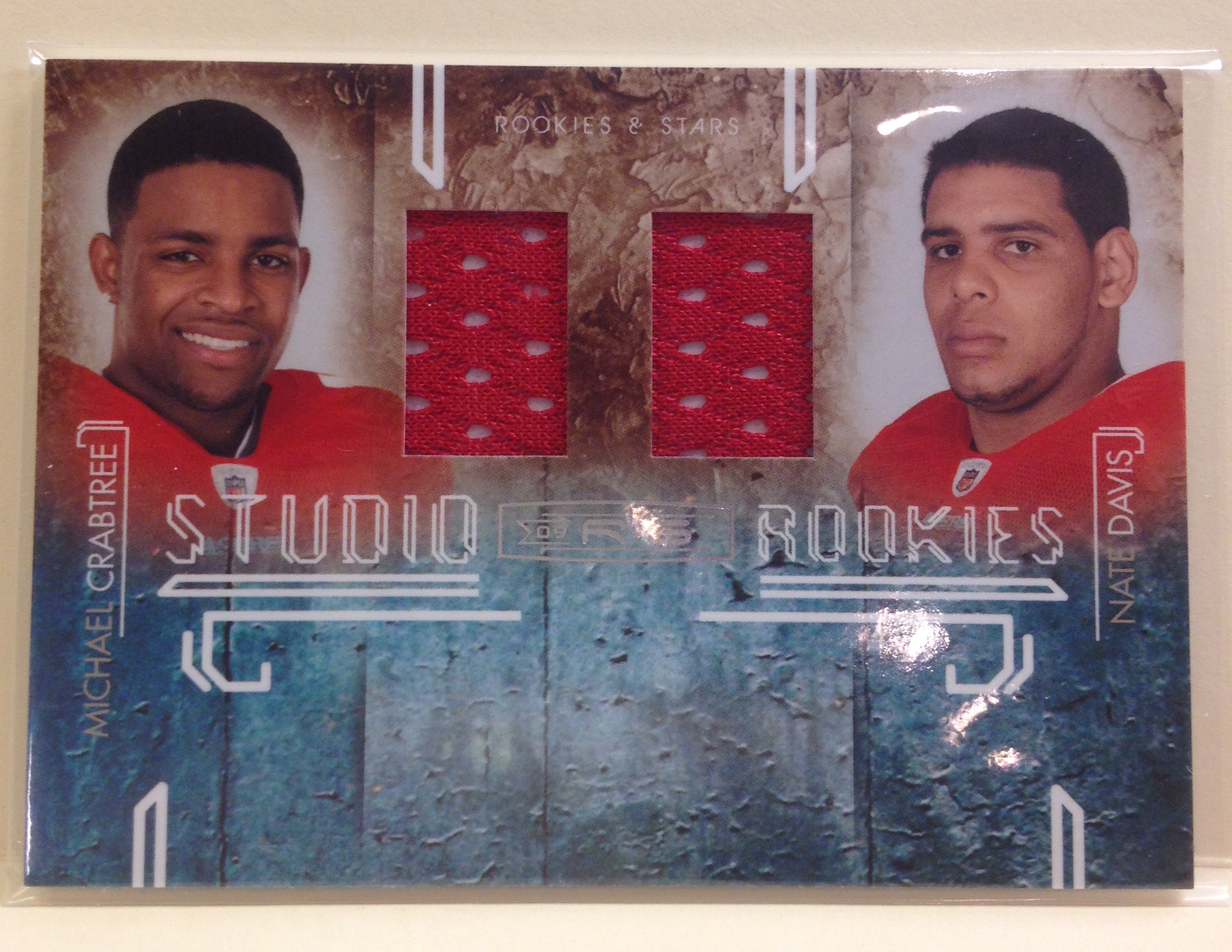2009 Donruss Rookies and Stars Studio Rookies Combos Materials #3 Michael Crabtree/Nate Davis