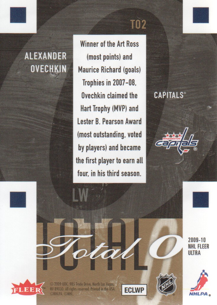 2009-10 Ultra Total O #TO2 Alexander Ovechkin back image