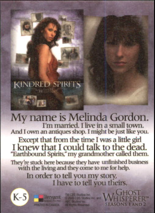 2009 Breygent Ghost Whisperer Seasons One and Two Kindred Spirits #K5 Puzzle Card back image