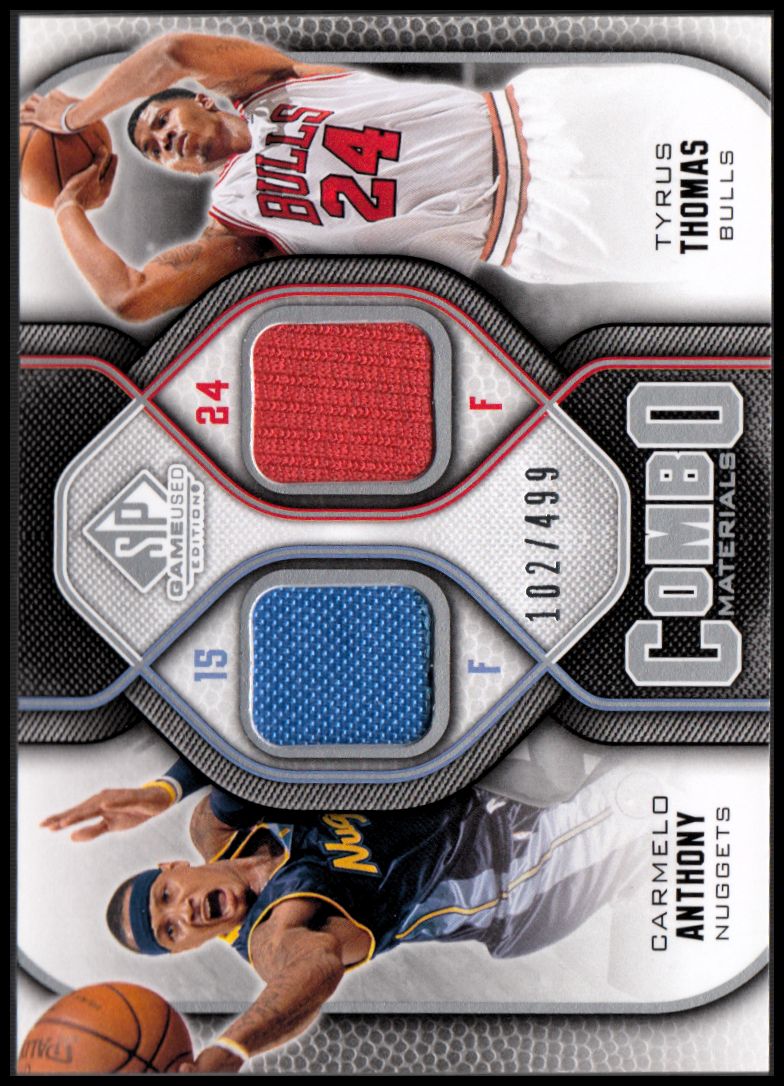 2009-10 SP Game Used Combo Materials #CMAT Carmelo Anthony/Tyrus Thomas