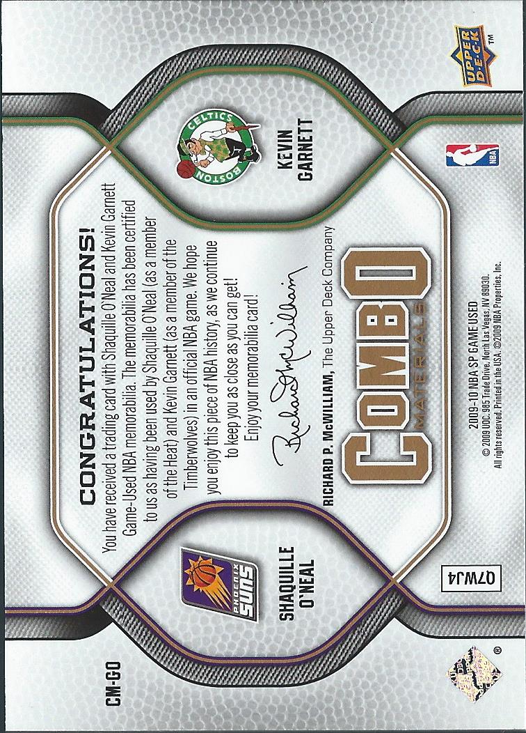 2009-10 SP Game Used Combo Materials 35 #CMGO Kevin Garnett/Shaquille O'Neal back image