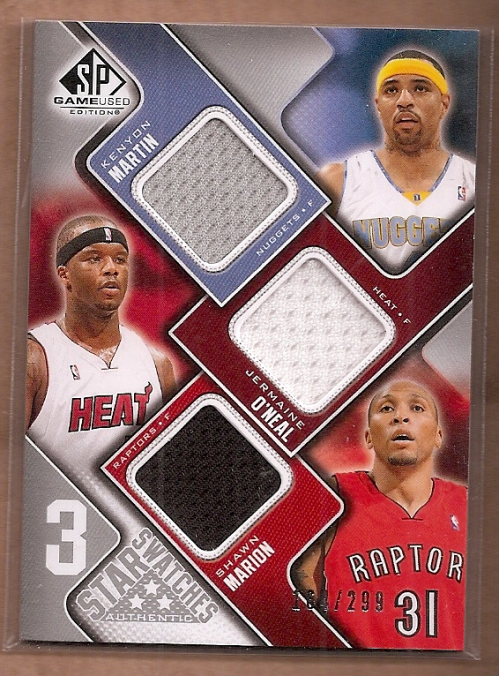 2009-10 SP Game Used 3 Star Swatches #3SMMO Shawn Marion/Jermaine O'Neal/Kenyon Martin