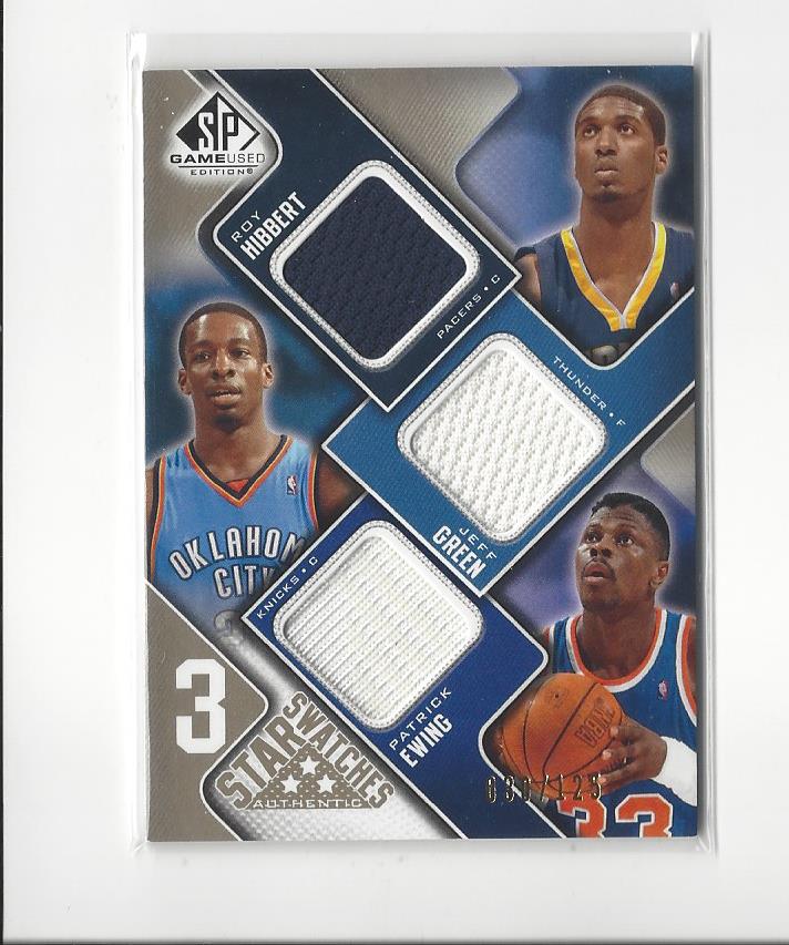 2009-10 SP Game Used 3 Star Swatches 125 #3SEGH Patrick Ewing/Roy Hibbert/Jeff Green