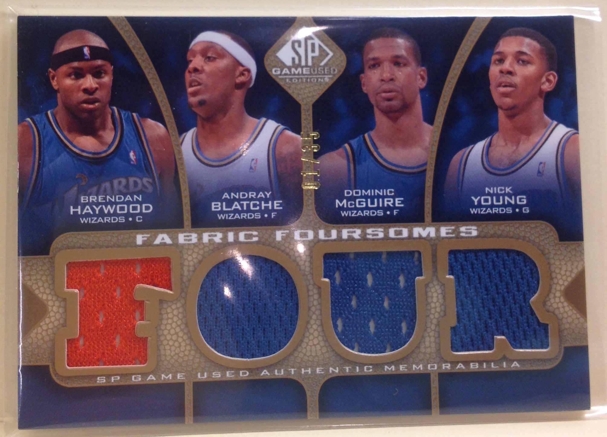 2009-10 SP Game Used Fabric Foursomes 35 #F4HBYM Brendan Haywood/Andray Blatche/Nick Young/Dominic McGuire
