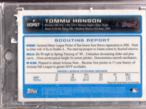 2009 Bowman Chrome Prospects #BCP97 Tommy Hanson AU back image
