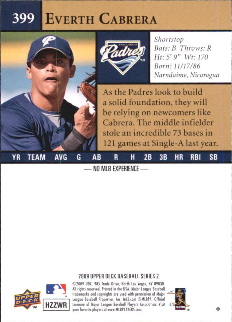2009 Upper Deck First Edition #399 Everth Cabrera RC back image