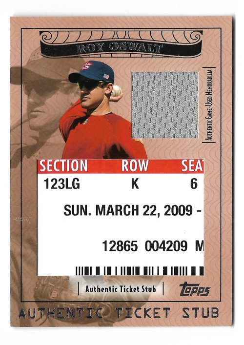 2009 Topps Ticket to Stardom Ticket Stubs Plus Memorabilia #TSP62 Roy Oswalt/110