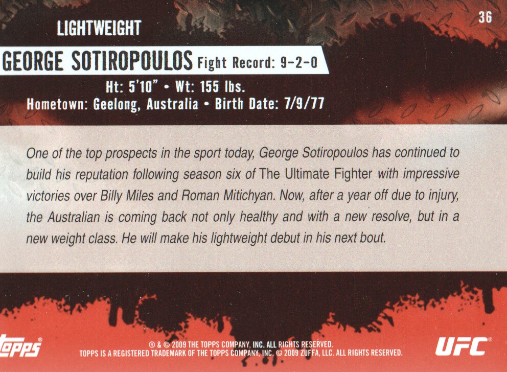 Carte Topps UFC BASE MMA 2009 scegli dall'elenco - Foto 47 di 145