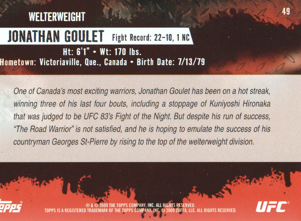 Carte Topps UFC BASE MMA 2009 scegli dall'elenco - Foto 59 di 145