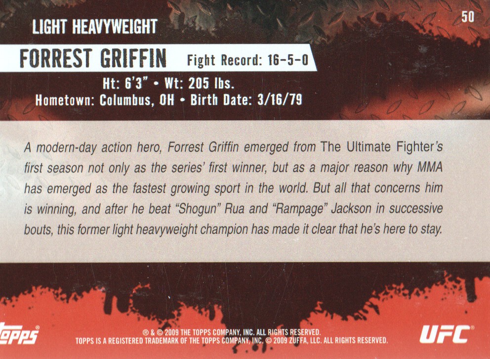 Carte Topps UFC BASE MMA 2009 scegli dall'elenco - Foto 61 di 145