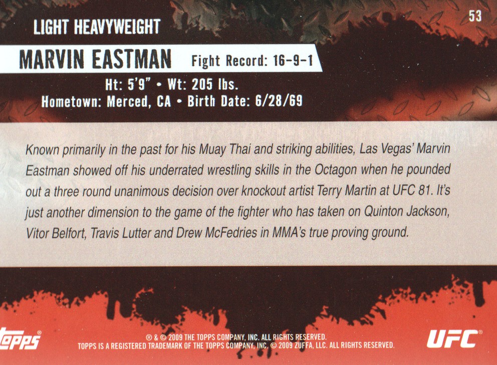Carte Topps UFC BASE MMA 2009 scegli dall'elenco - Foto 63 di 145