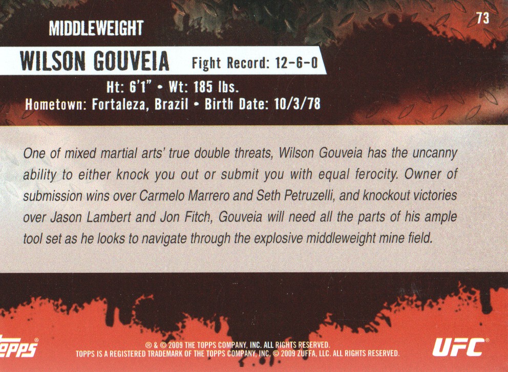 Carte Topps UFC BASE MMA 2009 scegli dall'elenco - Foto 83 di 145