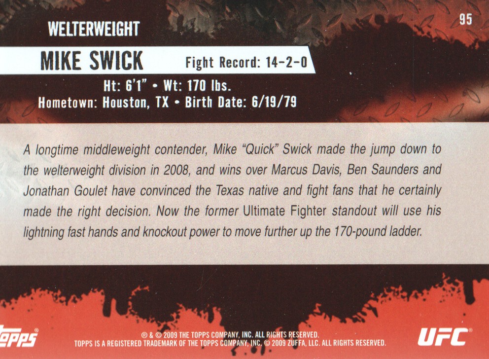 Carte Topps UFC BASE MMA 2009 scegli dall'elenco - Foto 107 di 145
