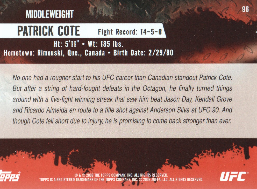 Carte Topps UFC BASE MMA 2009 scegli dall'elenco - Foto 109 di 145