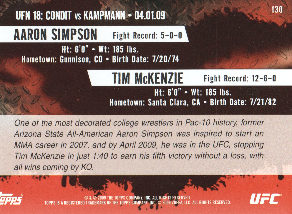 Carte Topps UFC BASE MMA 2009 scegli dall'elenco - Foto 129 di 145
