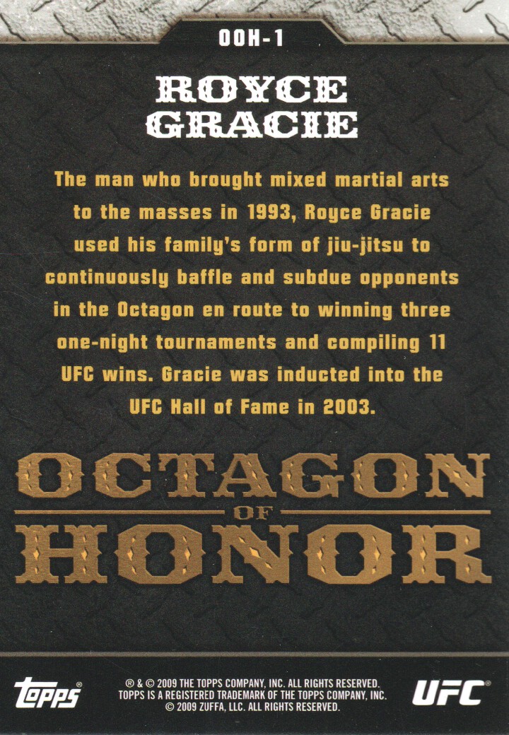 2009 Topps UFC Octagon of Honor #OOH1 Royce Gracie back image
