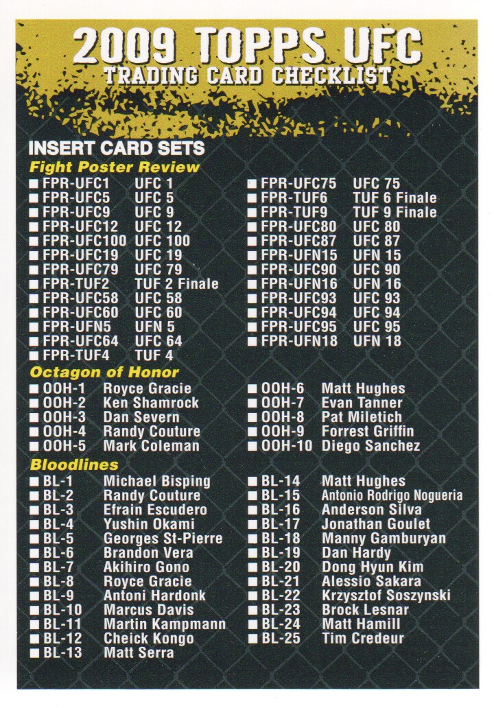 Carte Topps UFC BASE MMA 2009 scegli dall'elenco - Foto 142 di 145