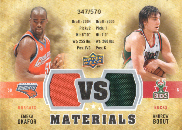  10 Upper Deck vs Dual Materials vs OB Andrew Bogut Emeka Okafor