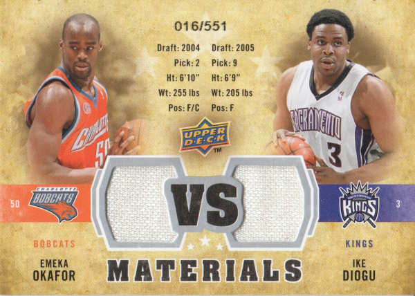  10 Upper Deck vs Dual Materials vs OD Emeka Okafor Ike Diogu