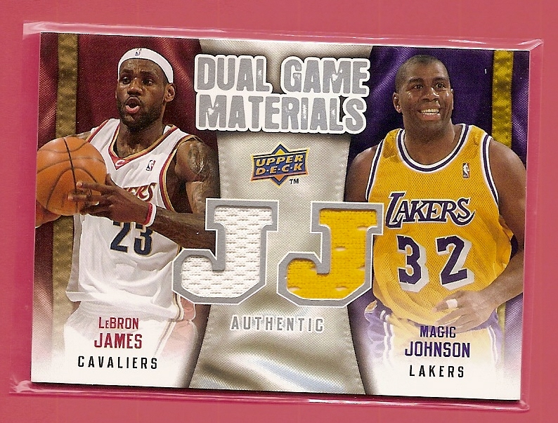 2009-10 Upper Deck Game Materials Dual #DGJJ LeBron James/Magic Johnson