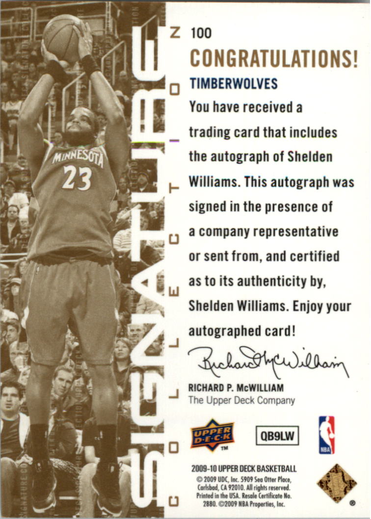 2009-10 Upper Deck Signature Collection #100 Shelden Williams back image