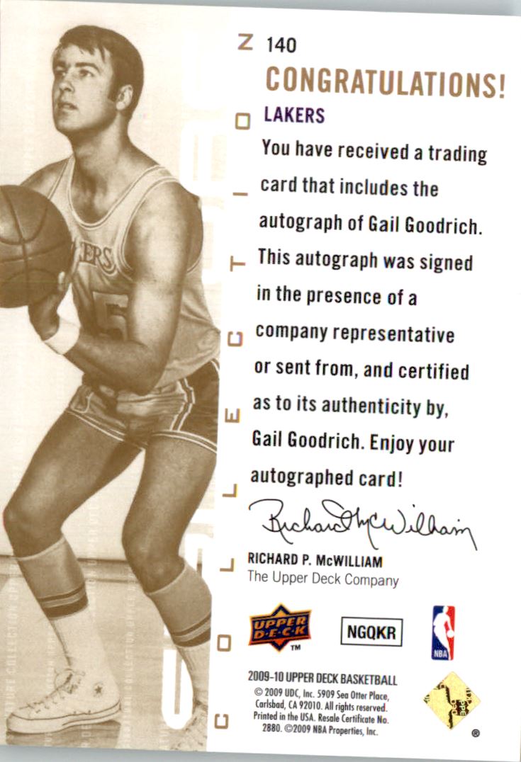 2009-10 Upper Deck Signature Collection #140 Gail Goodrich back image