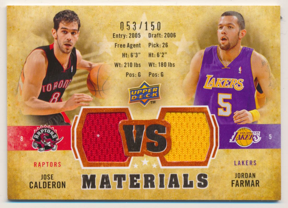 2009-10 Upper Deck VS Dual Materials Bronze #VSCF Jordan Farmar/Jose Calderon