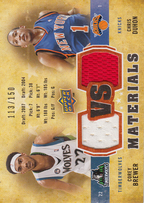 2009-10 Upper Deck VS Dual Materials Bronze #VSDB Chris Duhon/Corey Brewer