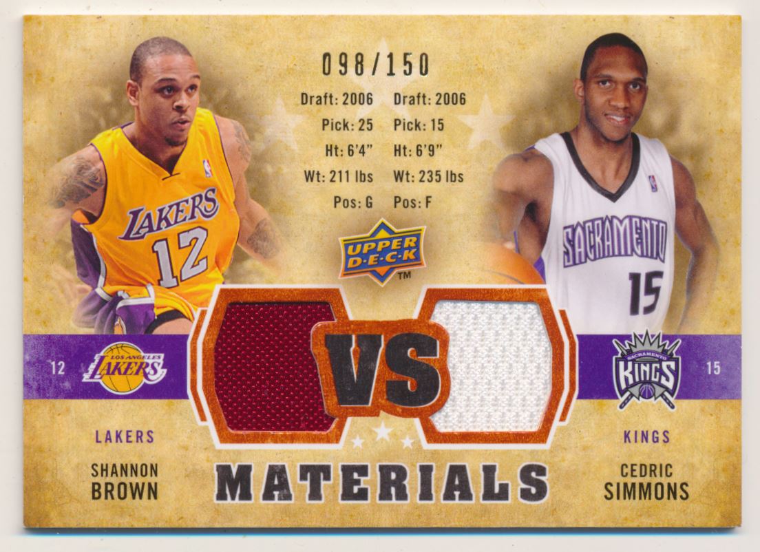 2009-10 Upper Deck VS Dual Materials Bronze #VSSB Cedric Simmons/Shannon Brown