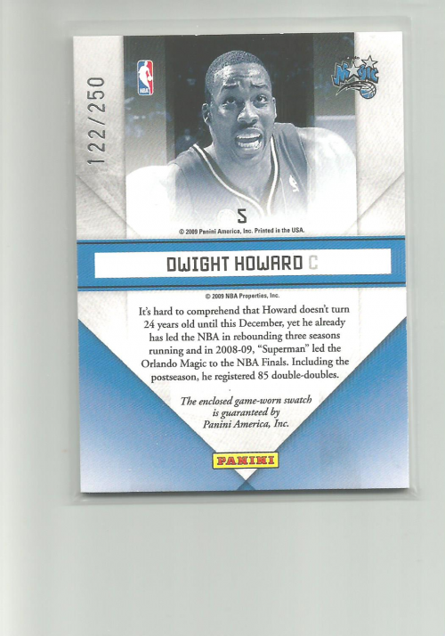2009-10 Prestige Stars of the NBA Materials #5 Dwight Howard/250 back image