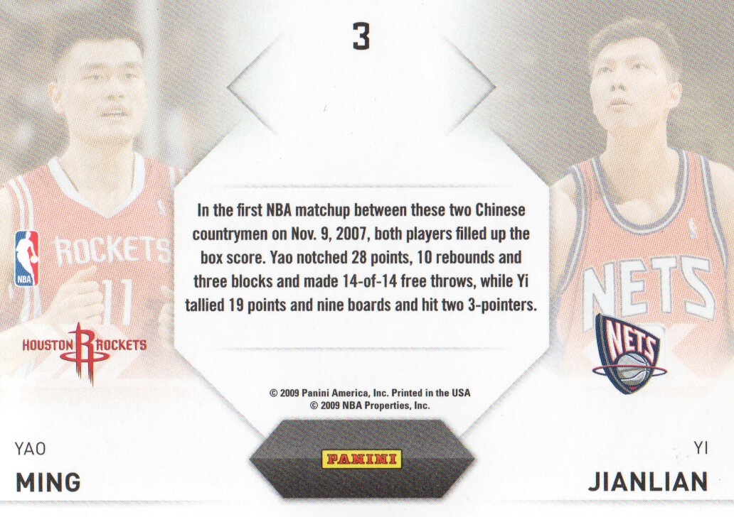 2009-10 Prestige Connections #3 Yao Ming/Yi Jianlian back image
