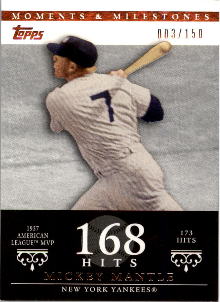 2007 Topps Moments and Milestones #75-168 Mickey Mantle/Hits 168