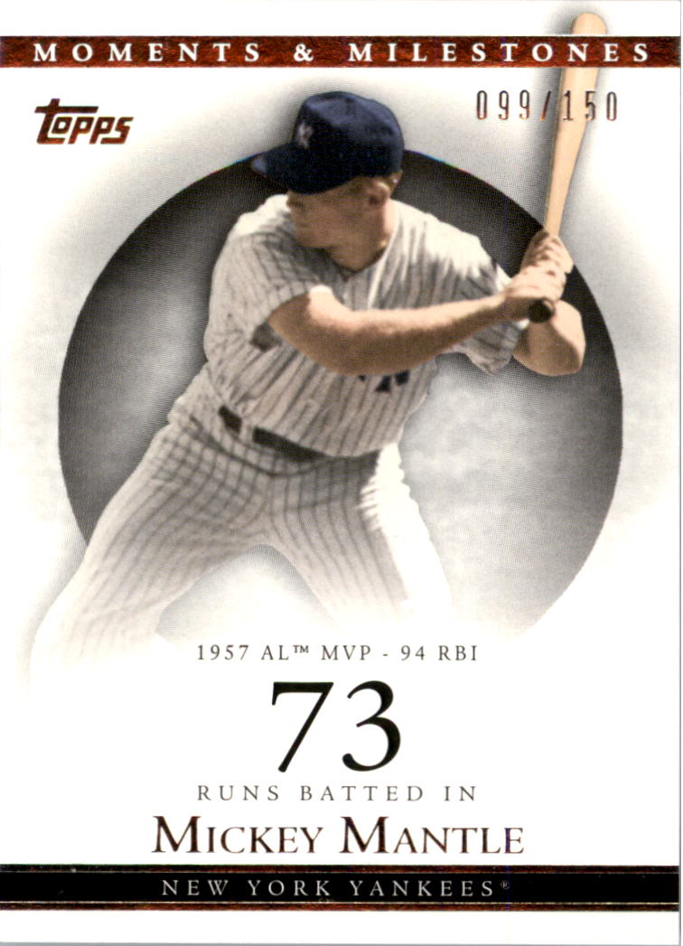 2007 Topps Moments and Milestones #78-73 Mickey Mantle/RBI 73