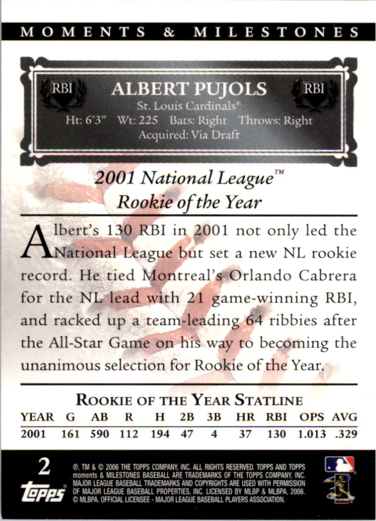 2007 Topps Moments and Milestones Black #2-71 Albert Pujols/RBI 71 back image