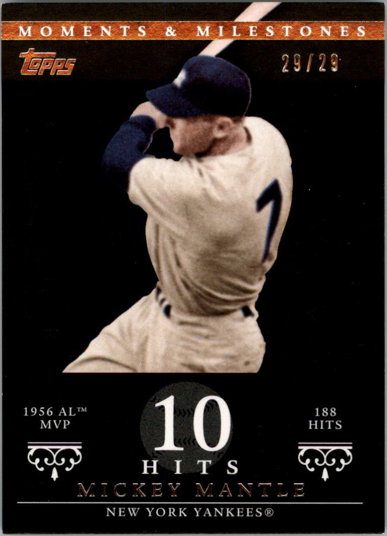 2007 Topps Moments and Milestones Black #165-10 Mickey Mantle/Hits 10