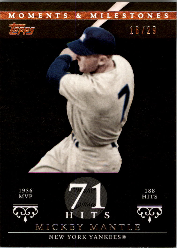 2007 Topps Moments and Milestones Black #165-71 Mickey Mantle/Hits 71