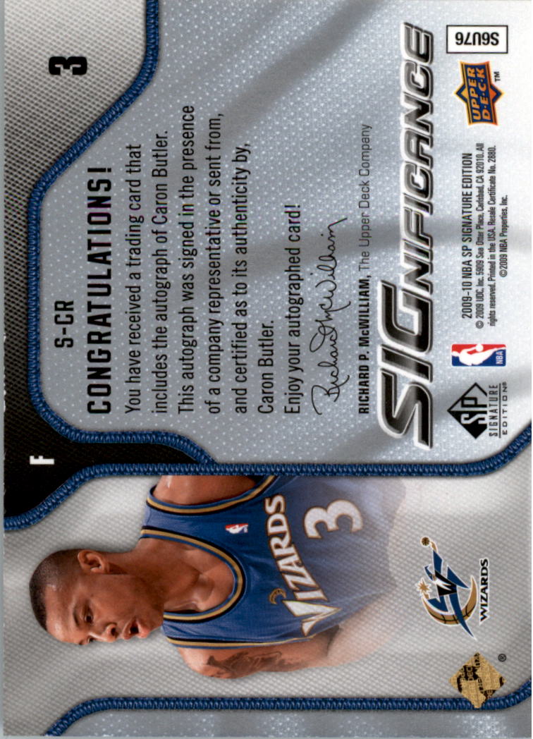 2009-10 SP Signature Edition SIGnificance #SCR Caron Butler/99 back image
