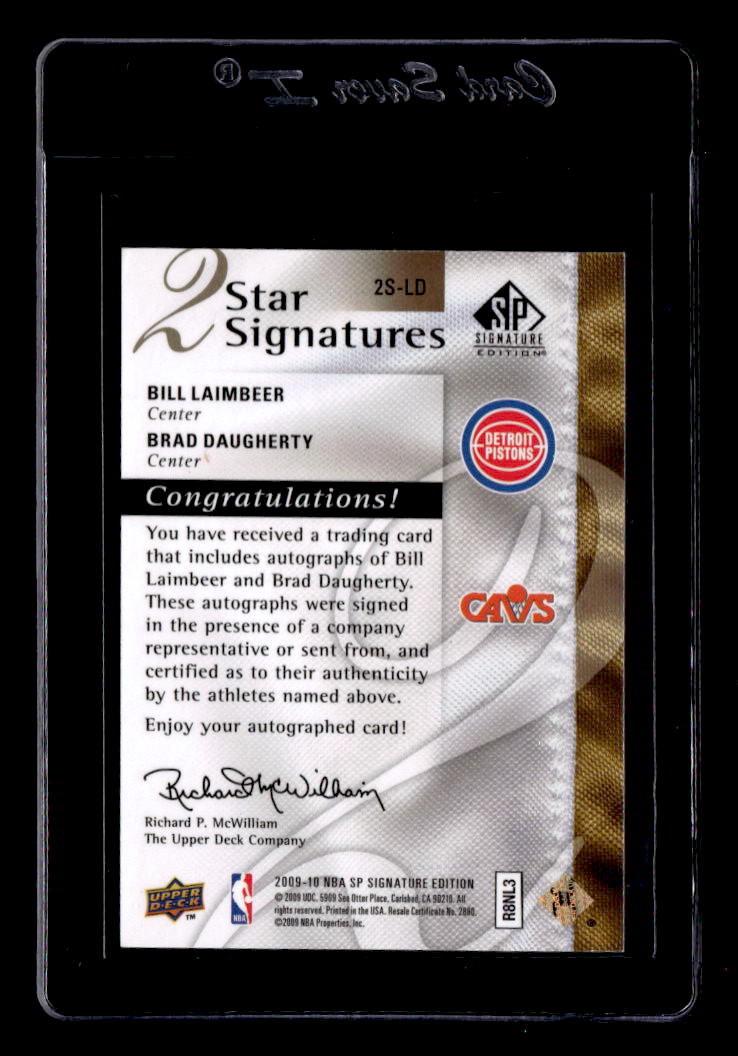2009-10 SP Signature Edition 2 Star Signatures #2SLD Brad Daugherty/Bill Laimbeer/60 back image