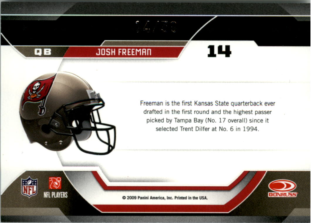 2009 Certified Certified Potential Blue #14 Josh Freeman back image