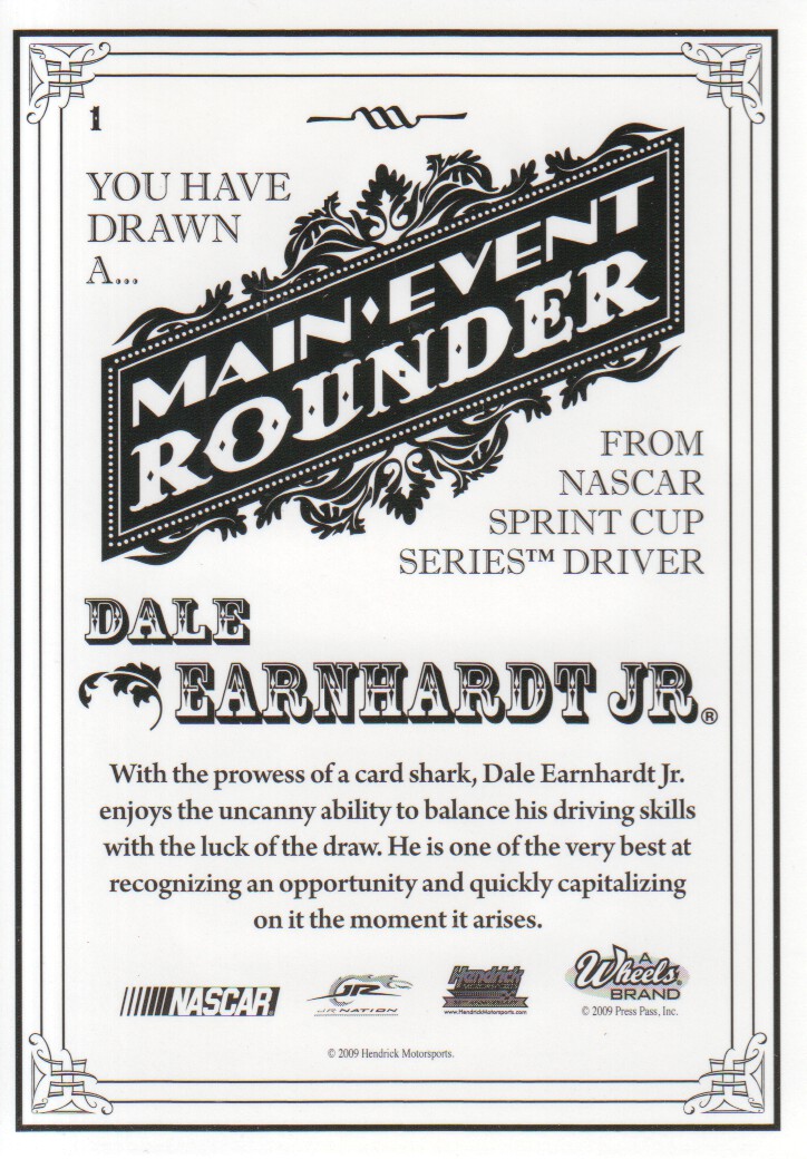 2009 Wheels Main Event #1 Dale Earnhardt Jr. AMP back image
